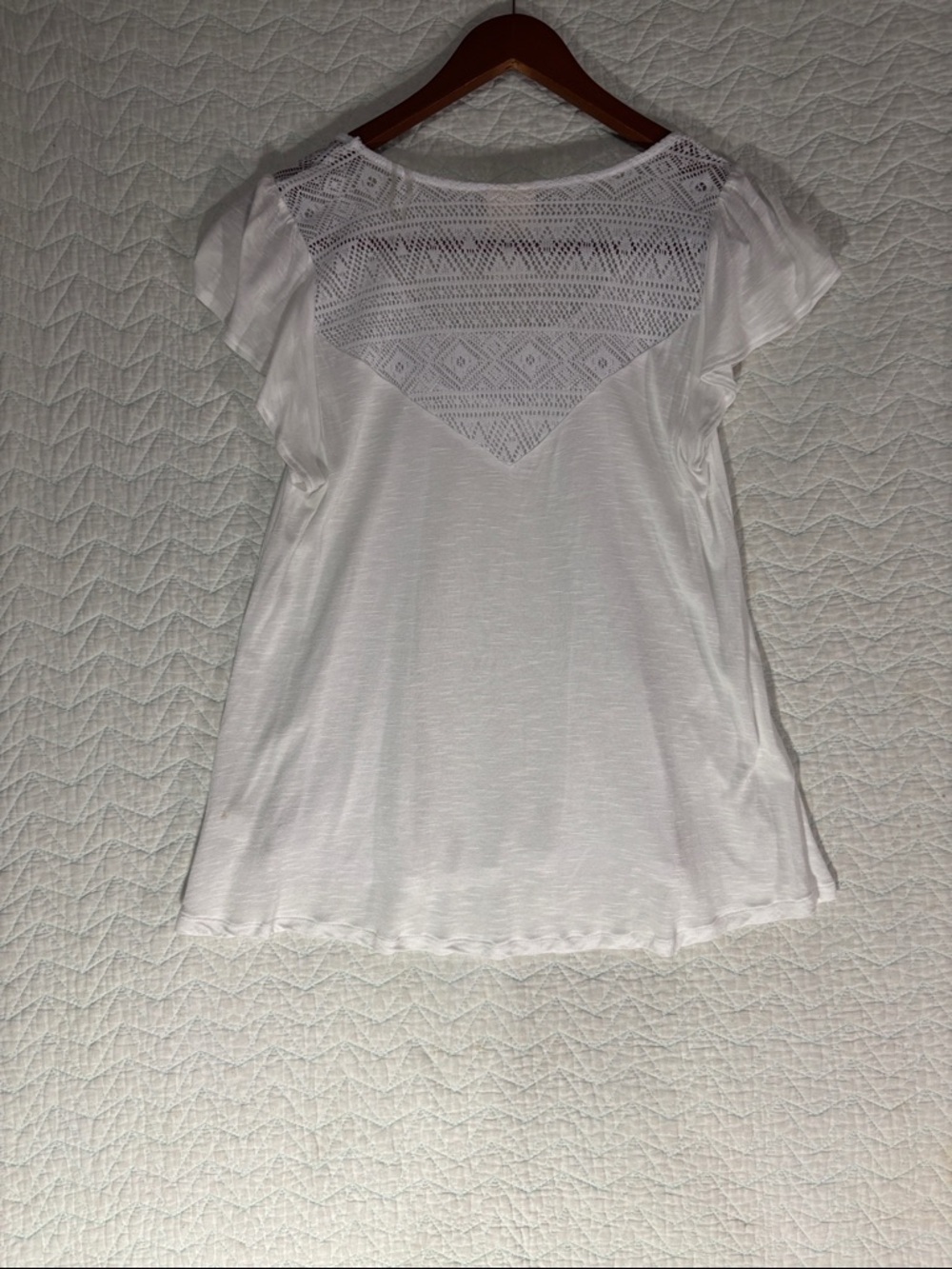 White Crochet-Inset Scoop Neck Blouse - Picture 5 of 5